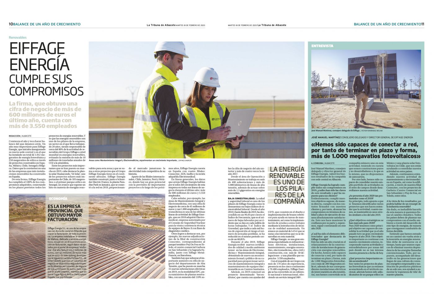 La Tribuna Article - Eiffage Energia’s 2019 Balance Sheet